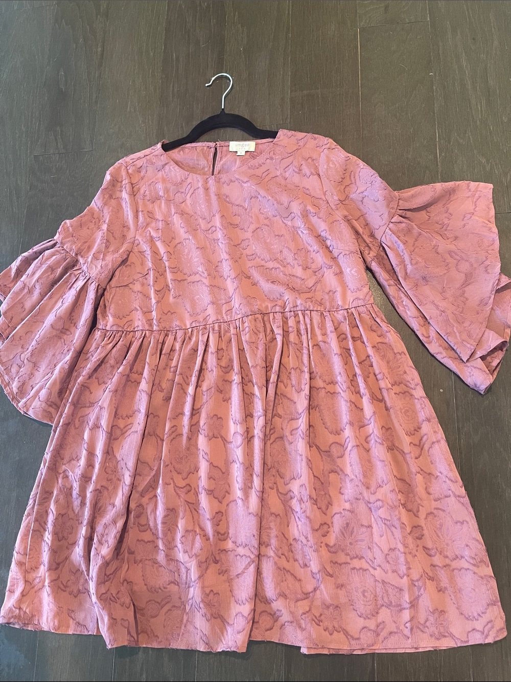 Pink Floral Bell-Sleeve Dress